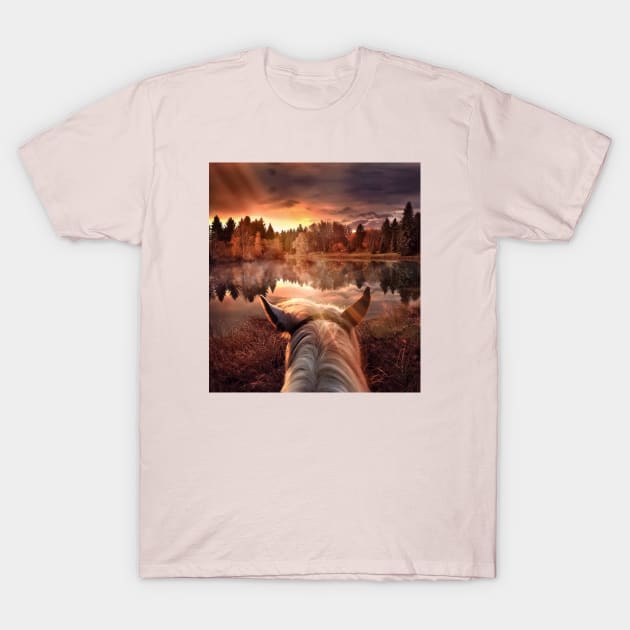 Long Lonesome Ride T-Shirt by Phatpuppy Art